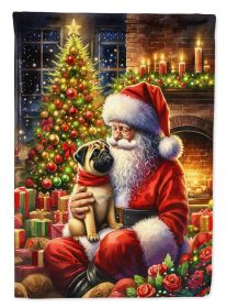 Fawn Pug & Santa Claus Garden Flag Mailbox Flag Decorative Yard Flag Banner Outside Patio Artwork Yard Flower Beds Garden