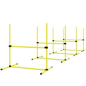PawHut Dog Agility Training 4 Piece Set with Adjustable Height Jump Bars Carry Bag Yellow-A