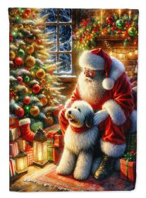 Old English Sheepdog & Santa Claus Garden Flag Mailbox Flag Decorative Yard Flag Banner Outside Patio Artwork Yard Flower Beds Garden