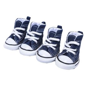 4 Pcs Dog Shoes Pet Dog Casual Canvas Shoes Dog Canvas Boots5# Blue