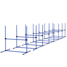PawHut 8 Piece Dog Agility Set with Adjustable Height Jump Bars, Carry Bag, Displacing Top Bar, Blue-V
