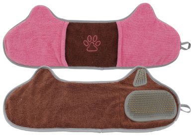 Pet Life 'Bryer' 2-in-1 Hand-Inserted Microfiber Pet Grooming Towel & Brush
