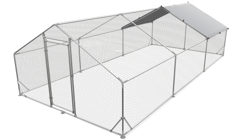 Large Metal pen Walk-in House Habitat Cage Spire Shaped Coop with Waterproof & Anti-Ultraviolet Cover (19.7' L x 9.8' W x 6.4' H)