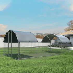Large metal pen three support steel wire impregnated plastic net cage Oxford cloth silver plated waterproof UV protection 9.2'W x 24.9'L x 6.5'H