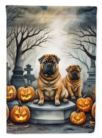 Shar Pei Spooky Halloween Garden Flag Mailbox Flag Decorative Yard Flag Banner Outside Patio Artwork Yard Flower Beds Garden