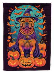 Shar Pei Witchy Halloween Garden Flag Mailbox Flag Decorative Yard Flag Banner Outside Patio Artwork Yard Flower Beds Garden