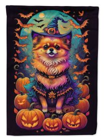 Pomeranian Witchy Halloween Garden Flag Mailbox Flag Decorative Yard Flag Banner Outside Patio Artwork Yard Flower Beds Garden