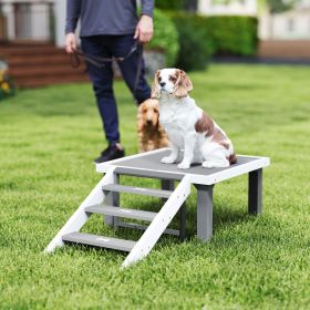 Wooden Dog Training Place Board, Dog Training Platform with Ladder, Pet Agility System for Indoor Outdoor, Gray-R