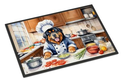 Tibetan Mastiff The Chef Doormat Front Door Mat Indoor Outdoor Rugs for Entryway, Non Slip Washable Low Pile, 18H X 27W -F