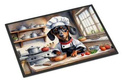 Dachshund The Chef Doormat Front Door Mat Indoor Outdoor Rugs for Entryway, Non Slip Washable Low Pile, 18H X 27W -M