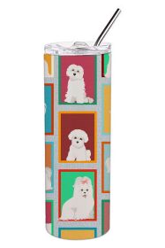 Lots of Maltese Stainless Steel Skinny Tumbler Vacuum Double Walled Reusable Insulated Travel Cup for Coffee with Lid, 20 oz -H