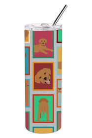 Lots of Red Fox Labrador Retriever Stainless Steel Skinny Tumbler Vacuum Double Walled Reusable Insulated Travel Cup for Coffee with Lid, 20 oz -H
