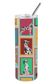 Lots of Harlequin Natural Ears Great Dane Stainless Steel Skinny Tumbler Vacuum Double Walled Reusable Insulated Travel Cup for Coffee with Lid -B