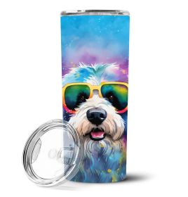 Old English Sheepdog Hippie Dawg Stainless Steel Skinny Tumbler Vacuum Double Walled Reusable Insulated Tumbler Travel Cup Coffee Cocktails Lid 20 oz