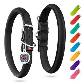 Ultra Soft Rolled Leather Dog Collar for Small Dogs Soft Padded Male & Female Dog Collar 8-10 inch Neck Black Color
