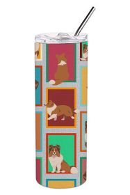Lots of Sheltie Stainless Steel Skinny Tumbler Vacuum Double Walled Reusable Insulated Travel Cup for Coffee with Lid, 20 oz -B