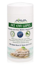 Ear Cleaner Wipes for Dogs s Puppies Kittens 100 Count Natural Medied Cleansing Deodorizer Removes Dirt Wax