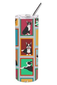 Lots of Boston Terrier Stainless Steel Skinny Tumbler Vacuum Double Walled Reusable Insulated Travel Cup for Coffee with Lid, 20 oz -F