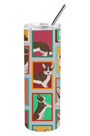 Lots of Brindle Cardigan Corgi Stainless Steel Skinny Tumbler Vacuum Double Walled Reusable Insulated Travel Cup for Coffee with Lid, 20 oz -G