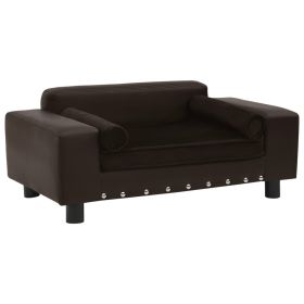 Dog Sofa Brown 31.9"x16.9"x12.2" Plush & Faux Leather