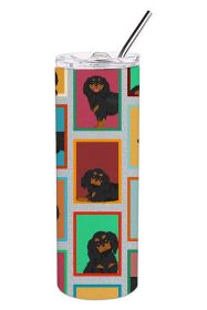 Lots of Black and Tan Cavalier King Charles Spaniel Stainless Steel Skinny Tumbler Vacuum Double Walled Reusable Insulated Travel Cup for Coffee -M