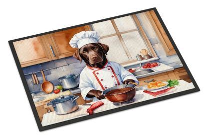 Chocolate Labrador Retriever The Chef Doormat Front Door Mat Indoor Outdoor Rugs for Entryway, Non Slip Washable Low Pile, 18H X 27W -C