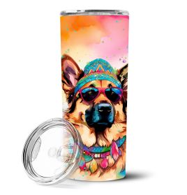 German Shepherd Hippie Dawg Stainless Steel Skinny Tumbler Vacuum Double Walled Reusable Insulated Tumbler Travel Cup Coffee Cocktails Lid 20 oz