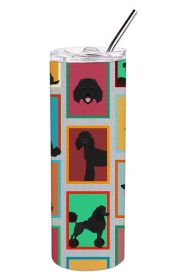 Lots of Black Standard Poodle Stainless Steel Skinny Tumbler Vacuum Double Walled Reusable Insulated Travel Cup for Coffee with Lid, 20 oz -M