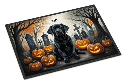 Black Labrador Retriever Spooky Halloween Doormat Front Door Mat Indoor Outdoor Rugs for Entryway, Non Slip Washable Low Pile, 24H X 36W -C