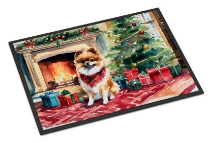 Pomeranian Cozy Christmas Doormat Front Door Mat Indoor Outdoor Rugs for Entryway, Non Slip Washable Low Pile, 24H X 36W -M