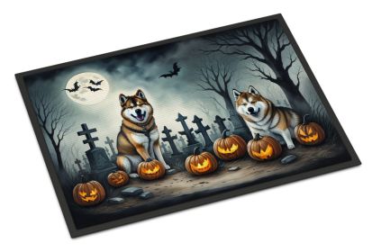 Akita Spooky Halloween Doormat Front Door Mat Indoor Outdoor Rugs for Entryway, Non Slip Washable Low Pile, 24H X 36W -D
