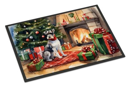 Schnauzer Cozy Christmas Doormat Front Door Mat Indoor Outdoor Rugs for Entryway, Non Slip Washable Low Pile, 24H X 36W -I