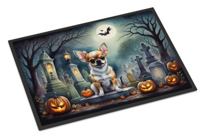 Chihuahua Spooky Halloween Doormat Front Door Mat Indoor Outdoor Rugs for Entryway, Non Slip Washable Low Pile, 24H X 36W -I