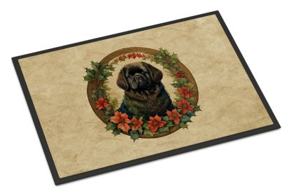 Newfoundland Christmas Flowers Doormat Front Door Mat Indoor Outdoor Rugs for Entryway, Non Slip Washable Low Pile, 24H X 36W -G