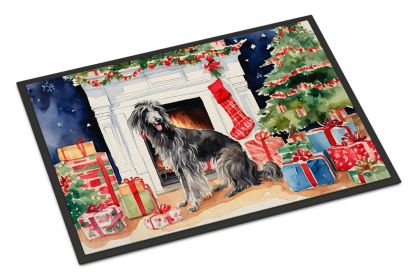 Scottish Deerhound Cozy Christmas Doormat Front Door Mat Indoor Outdoor Rugs for Entryway, Non Slip Washable Low Pile, 24H X 36W -G