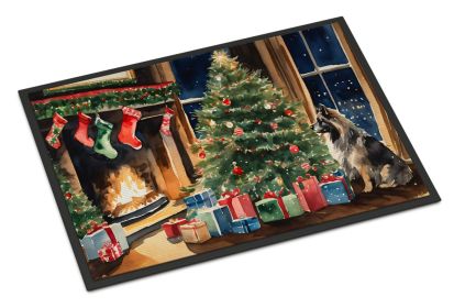 Keeshond Cozy Christmas Doormat Front Door Mat Indoor Outdoor Rugs for Entryway, Non Slip Washable Low Pile, 24H X 36W -A