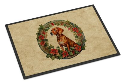 Vizsla Christmas Flowers Doormat Front Door Mat Indoor Outdoor Rugs for Entryway, Non Slip Washable Low Pile, 24H X 36W -K