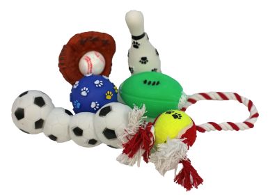 6 Piece Sports Themed Pet Toy Set-H