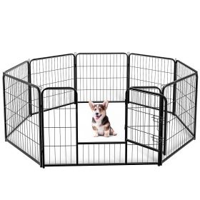 Dog Playpen Indoor with Door Fence for Small Pet Animals Puppy Cage with Gate for Yard Outdoor 8 Panel 32 Inch Tall Black