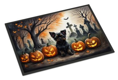 Affenpinscher Spooky Halloween Doormat Front Door Mat Indoor Outdoor Rugs for Entryway, Non Slip Washable Low Pile, 18H X 27W -E
