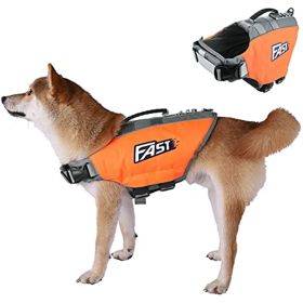 Dog Life Jacket; Reflective Dog Safety Vest Adjustable Pet Life Preserver with Strong Buoyancy & Durable Rescue Handle for Swimming Surfing Boating