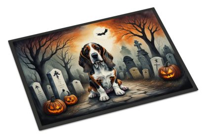 Basset Hound Spooky Halloween Doormat Front Door Mat Indoor Outdoor Rugs for Entryway, Non Slip Washable Low Pile, 18H X 27W -D