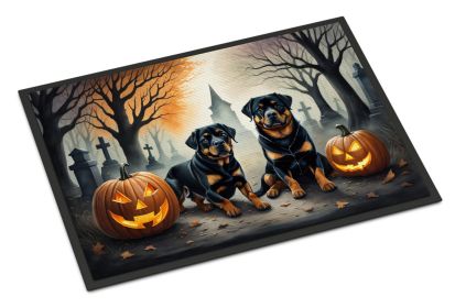 Rottweiler Spooky Halloween Doormat Front Door Mat Indoor Outdoor Rugs for Entryway, Non Slip Washable Low Pile, 18H X 27W -C