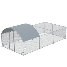 PawHut Large pen Metal Waterproof & Anti-UV Cover Dome Shaped Walk in Fence Cage House for Outdoor & Yard Farm Use 1" Dia 9.2' x 18.7' x 6.4'
