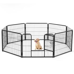 Dog Playpen Indoor with Door Fence for Small Pet Animals Puppy Cage with Gate for Yard Outdoor 8 Panel 24 Inch Tall Black