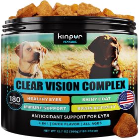 Eye Vitamins for Dogs Vision Supplement Tear Stains Eye Care Immune Support Vitamin D Carrot Fish Oil Lutein 180 Soft Chews Duck Flavor All Breeds