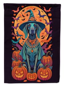 Weimaraner Witchy Halloween Garden Flag Mailbox Flag Decorative Yard Flag Banner Outside Patio Artwork Yard Flower Beds Garden