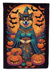 Akita Witchy Halloween Garden Flag Mailbox Flag Decorative Yard Flag Banner Outside Patio Artwork Yard Flower Beds Garden