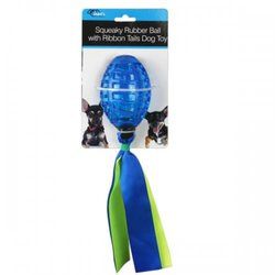 Squeaky Rubber Ball With Ribbon Tails Dog Toy (pack of 6)-K