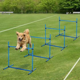 4 Piece Dog Agility Starter Kit with Adjustable Height Jump Bars, Included Carry Bag & Displacing Top Bar - Blue-P